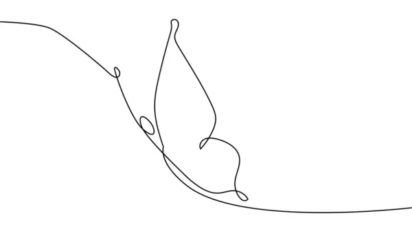 Непрерывный Рисунок Одной Линии Логотип Летающей Бабочки Черно Белая Иллюстрация — стоковый вектор
