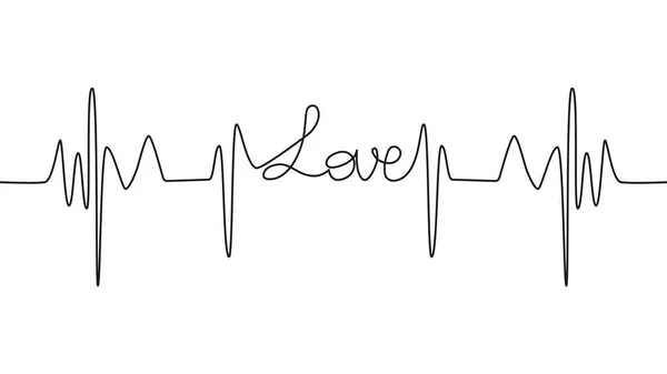 Amor Lettering Coração Batimento Design Positivo Motivacional Otimista Coração Amor — Vetor de Stock