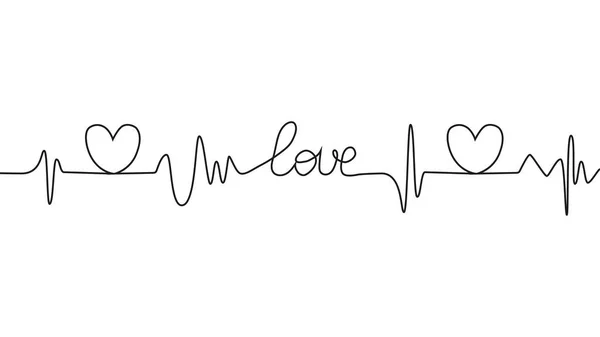 Amore Lettering Battito Cardiaco Design Positivo Motivazionale Ottimista Amore Cuore — Vettoriale Stock