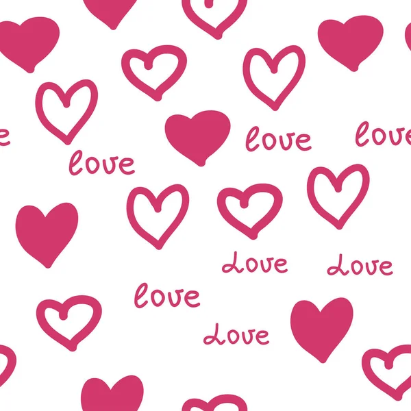 Kırmızı kalpli kusursuz desen ve yazıt seni seviyor. Dekoratif elementler tekstil, kumaş, ambalaj kağıdı, duvar kağıdı, kart