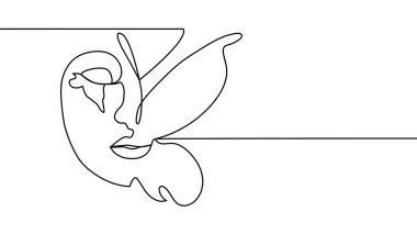 Portre minimalist stil. Yüzün yarısı dişi, yüzünün yarısı kelebek kanadı. Güzellik konsepti. Kirpikleri kelebeğin kanat hatlarını takip ediyor. İçerideki kadın.