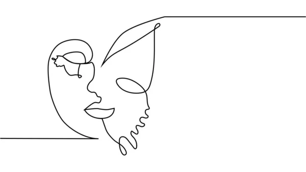 肖像画简约风格 一半的脸是女性 一半的脸是蝴蝶翼 美丽的概念 睫毛跟随蝴蝶翅膀的轮廓 里面的女人 — 图库矢量图片
