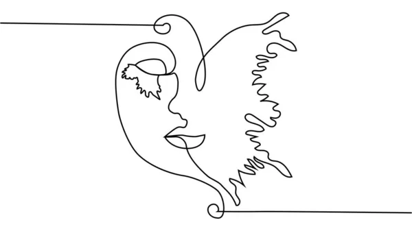Портрет Мінімалістичного Стилю Половина Обличчя Жіноче Половина Обличчя Крило Метелика — стоковий вектор