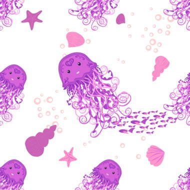 Denizanası, balık, hayvanlar parlak, pürüzsüz desenler. Deniz yolculuğu, hayvanlarla şnorkelle yüzme, tropikal balıklar.