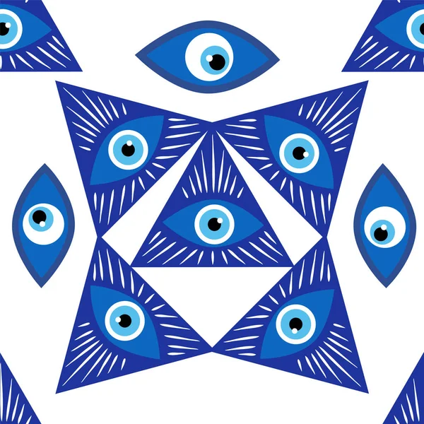 Mandala Grec Oeil Mauvais Gribouiller Motif Sans Couture Magie Sorcellerie — Image vectorielle