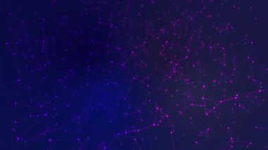 Noktaları ve çizgileri hareket ettiren soyut dijital bağlantı. Teknoloji geçmişi. Ağ bağlantısı yapısı