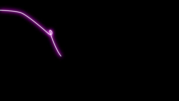 Geanimeerde Vlinder Neon Elementen Effect Vlinder Een Continue Lijn Tekening — Stockvideo