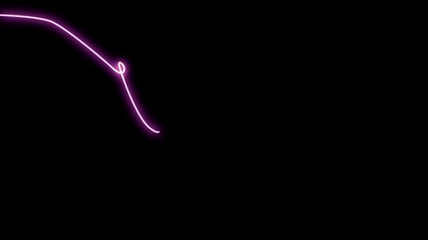动画蝴蝶霓虹灯元素的效果 蝴蝶一个连续的线条画元素 黑色的轻霓虹灯 — 图库视频影像