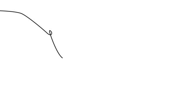 ロゴまたは装飾要素の白い背景に分離された蝶 1 つの連続線描画要素。1つの線画 — ストック動画