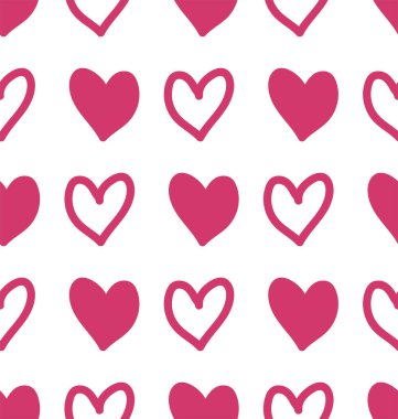 Kırmızı kalpli kusursuz desen ve yazıt seni seviyor. Dekoratif elementler tekstil, kumaş, ambalaj kağıdı, duvar kağıdı, kart