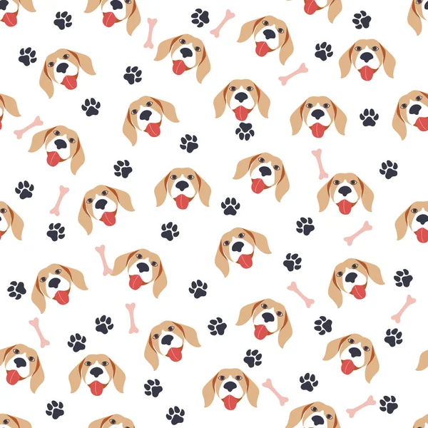 Patrón Sin Costuras Con Lindos Perros Dibujos Animados Hocico Labrador — Vector de stock