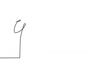 Benlik, çizim, animasyon, sürekli tek çizgi, bir gül, el resmi siluetiyle çizilmiş çiçek..