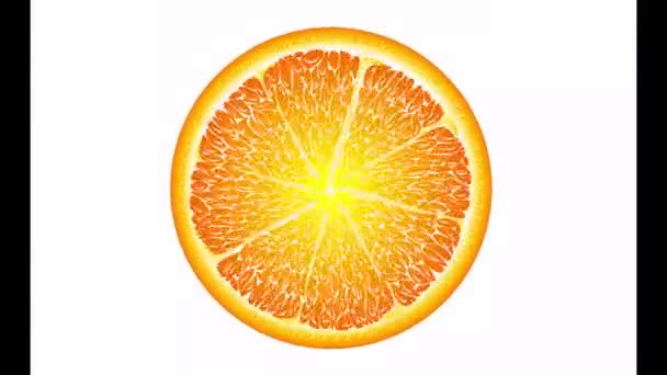 Juicy grapefruit circles spin, appear and disappear, fall into the water. Orange, red, yellow, green fruit — Stock Video