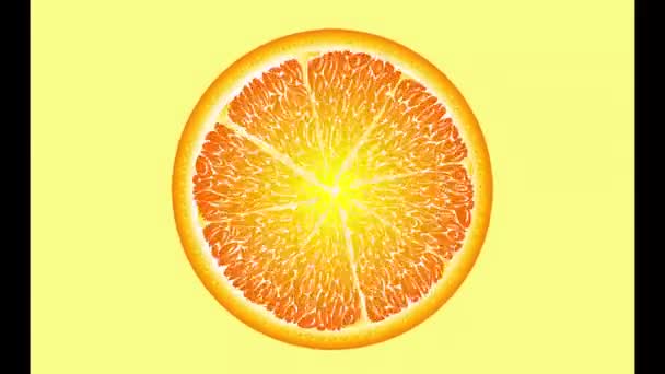 Saftige Grapefruitkreise drehen sich, erscheinen und verschwinden, fallen ins Wasser. Orange, rot, gelb, grüne Früchte — Stockvideo