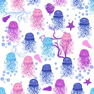 Denizanası, balık, hayvanlar parlak, pürüzsüz desenler. Deniz yolculuğu, hayvanlarla şnorkelle yüzme, tropikal balıklar..