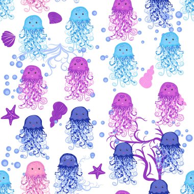 Denizanası, balık, hayvanlar parlak, pürüzsüz desenler. Deniz yolculuğu, hayvanlarla şnorkelle yüzme, tropikal balıklar..