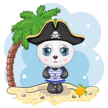 Panda korsanı, oyunun çizgi film karakteri, bandana takmış vahşi bir ayı ve kafatası ve göz bandı takmış bir horoz. Sahilde parlak gözlü, palmiyeli bir karakter.