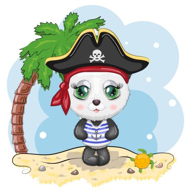 Panda korsanı, oyunun çizgi film karakteri, bandana takmış vahşi bir ayı ve kafatası ve göz bandı takmış bir horoz. Sahilde parlak gözlü, palmiyeli bir karakter.