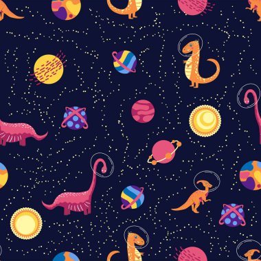 Dino 'nun uzayda kusursuz bir düzeni var. Şirin ejderha karakterleri, yıldızları ve gezegenleri olan gezgin dinozor galaksileri. Çocuk çizgi film geçmişi.