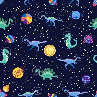 Dino 'nun uzayda kusursuz bir düzeni var. Şirin ejderha karakterleri, yıldızları ve gezegenleri olan gezgin dinozor galaksileri. Çocuk çizgi film geçmişi.