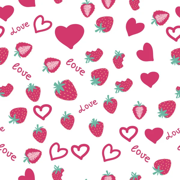 Erdbeer Muster Rote Erdbeere Erdbeer Hintergründe Erdbeer Liebe Karte — Stockvektor