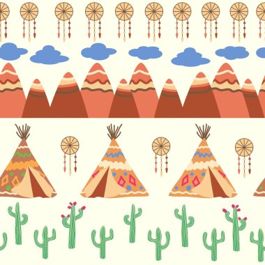 Çadır deseni. Wigwam Kızılderili yaz çadırı çizimi. Hint arkaplan deseni