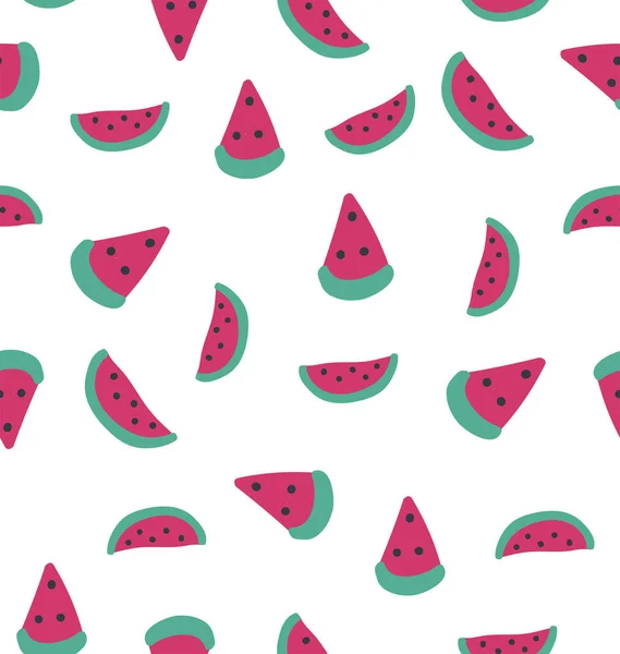 Watermelon Slices Seamless Pattern Summer Pattern Yum Yum Lettering — Stock Vector
