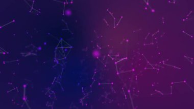 Mavi fantezi teknolojisi, mühendislik ve bilimsel hareket arkaplanı parçacıklar ve pleksus bağlantılı organik hareketler