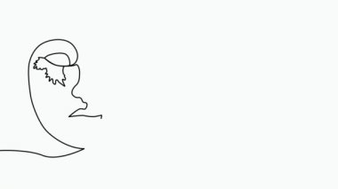 Kelebek çizgisi olan soyut bir yüz. Portret minimalist biçimi