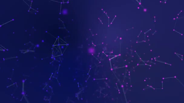 Tecnologia abstrata fantasia azul, engenharia e fundo movimento da ciência com partículas e plexo linhas conectadas em movimento orgânico — Vídeo de Stock