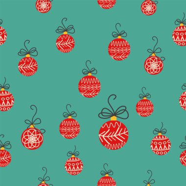 El çizimi, pürüzsüz desen, güzel el çizimi Noel ağacı süslemeleri, takılar. Yeni Yıl mücevherleri baskısı.