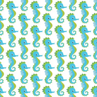 Deniz atı ve denizyıldızı desenleri. Deniz hayatı yaz geçmişi. Tatlı deniz yaşamı. Kumaş ve dekor için tasarım.