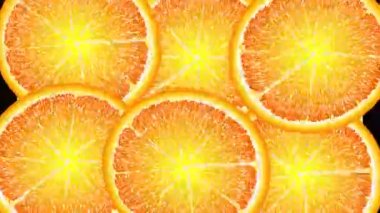 Sulu greyfurt daireleri döner, görünür ve kaybolur, suya düşer. Turuncu, kırmızı, sarı, yeşil meyve