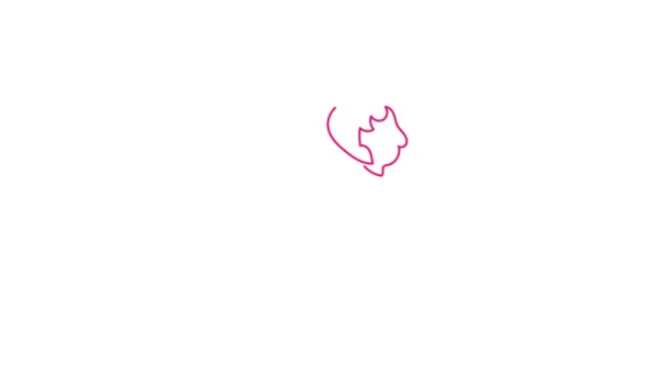 Auto, dessin, animation continue simple dessiné une ligne rose, fleur dessinée à la main silhouette image . — Video