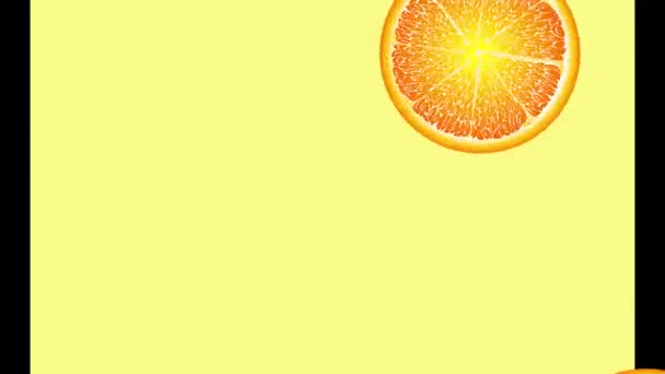 Saftiga grapefruktcirklar snurrar, dyker upp och försvinner, faller ner i vattnet. Apelsin, röd, gul, grön frukt — Stockvideo