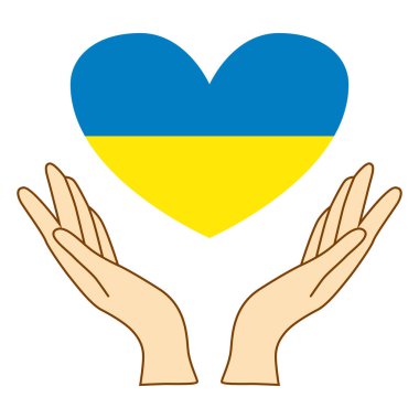 Ukrayna 'ya yardım. Ukrayna ulusal renkleri. Savaş karşıtı yaratıcı kavram