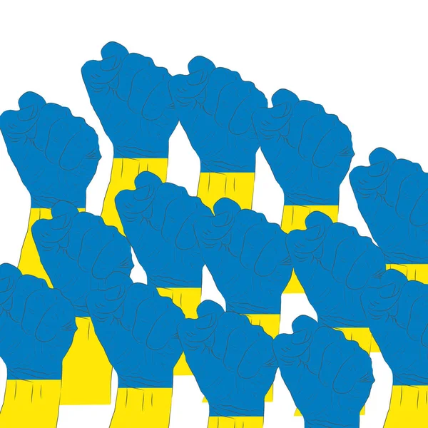 Help Ukraine Hands Ukrainian National Colors War Creative Concept — Vetor de Stock