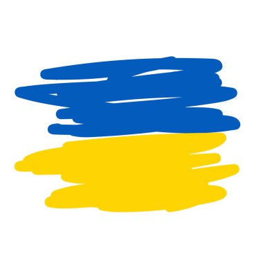 Ukraine flag. Support Ukraine sign. Sticker with colors of Ukrainian flag. War in Ukraine concept
