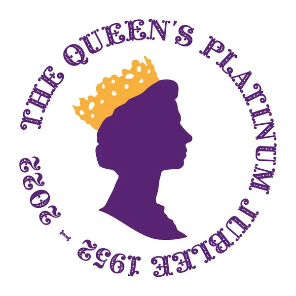 Queen Platinum Jubilee Celebrations Queen Elizabeth Side Profile — Vetor de Stock
