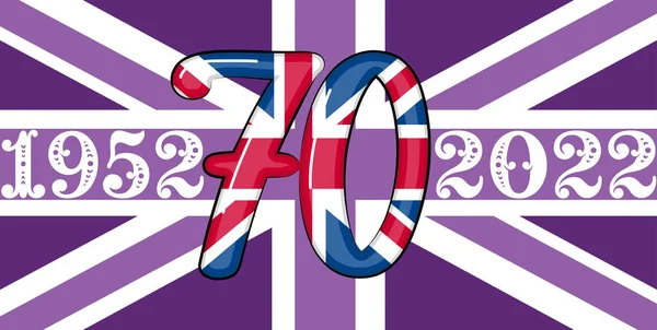 Queen Elizabeth Platinum Jubilee Celebration Poster Backdrop Union Jack Reigning — Stockvektor