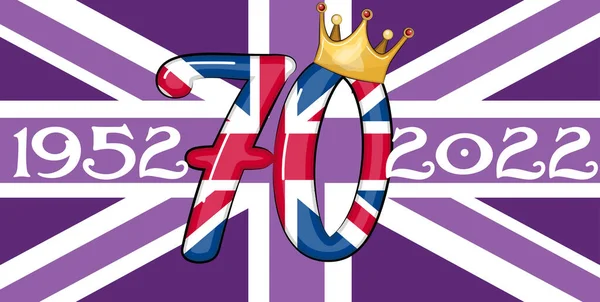 Queen Elizabeth Platinum Jubilee Celebration Poster Backdrop Union Jack Reigning — Vector de stock