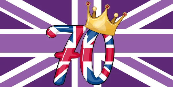 Affiche Célébration Jubilé Platine Reine Elizabeth Dans Contexte Union Jack — Image vectorielle