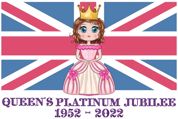 Queen Elizabeth Platinum Jubilee Celebration Poster Queen Has Reigned Years — Stok Vektör