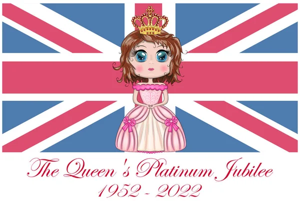 Queen Elizabeth Platinum Jubilee Celebration Poster Queen Has Reigned Years — Vector de stock