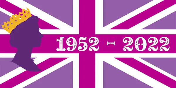 Queen Platinum Jubilee Celebrations Queen Elizabeth Side Profile Union Jack — Vector de stock