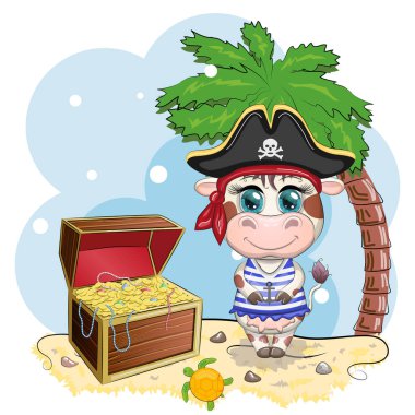 Boğa, inek korsanı, oyunun çizgi film karakteri, bandana takmış vahşi bir hayvan ve kafataslı, göz bandı takmış bir şapka. Parlak gözlü ve hazine sandıklı bir karakter.