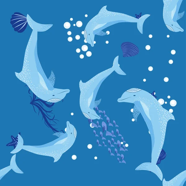 Yunus, deniz sakinleri kusursuz desen, deniz kabukları, algler, denizyıldızı, deniz yaban hayatı arasında güzel bir karakter..