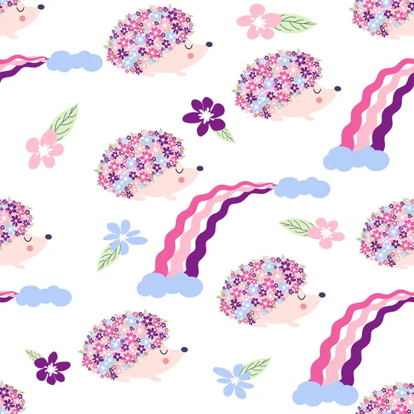 Çiçekleri ve şirin kirpileri olan kusursuz çocuksu çiçek deseni.