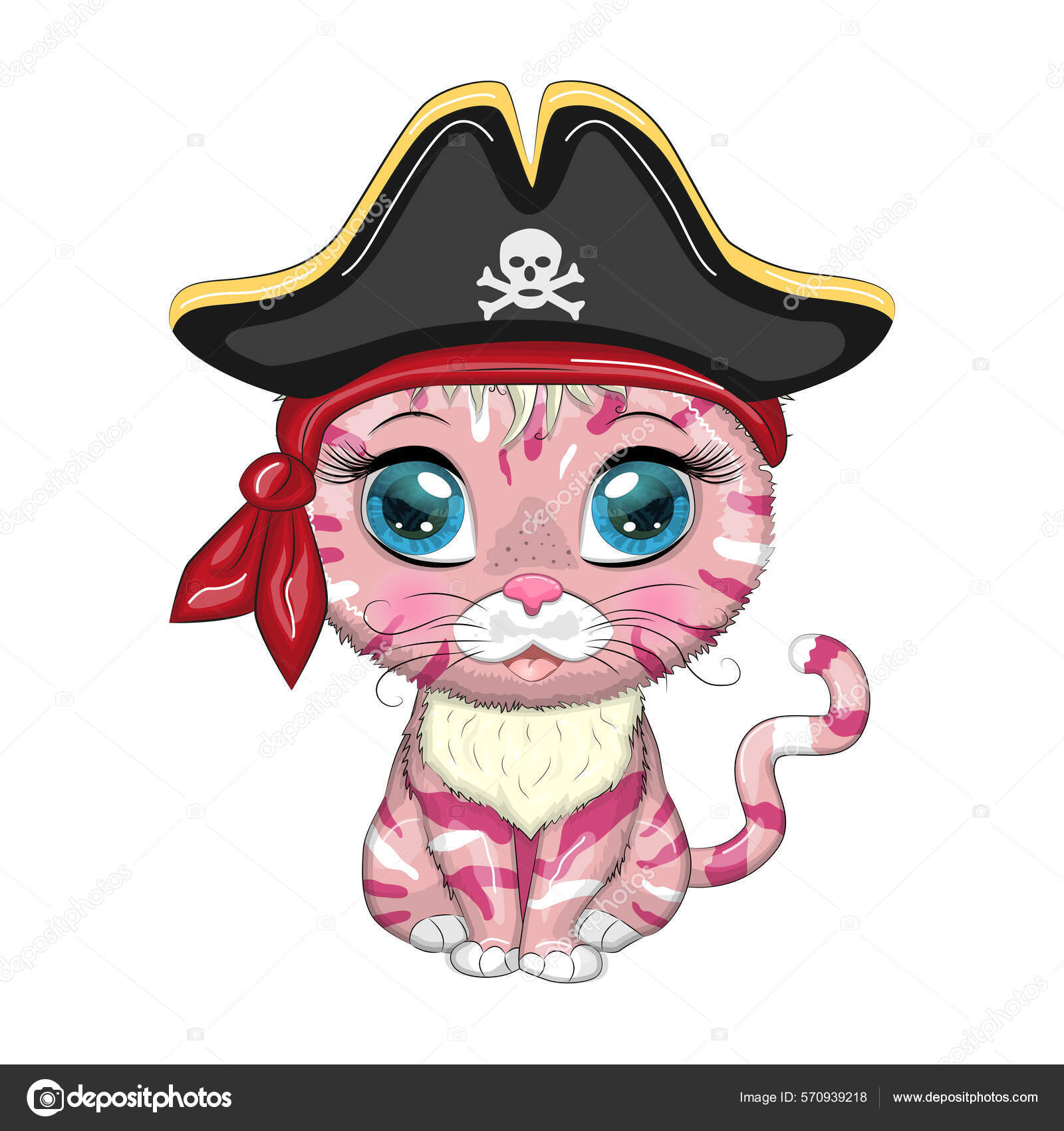 Cat Pirate Cartoon Character Game Wild Animal Cat Bandana Cocked Stock  Vector Image by ©Michiru13 #570939218