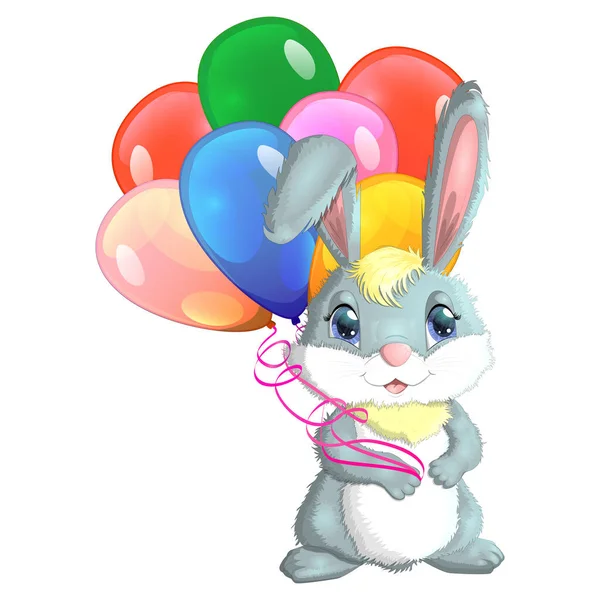 Мультяшний Кролик Зайчик Купою Кульок Симпатичний Дитячий Персонаж Символ 2023 — стоковий вектор